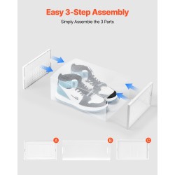 Pinottavat läpinäkyvät kenkälaatikot muovia US-koko 11 asti 12 kpl valkoinen kehys