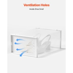 Pinottavat läpinäkyvät kenkälaatikot muovia US-koko 11 asti 12 kpl valkoinen kehys