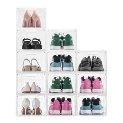 Kengänlaatikot läpinäkyvät muoviset pinottavat 12 kpl magneettiovella