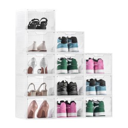 Kengänlaatikot läpinäkyvät muoviset pinottavat 12 kpl magneettiovella