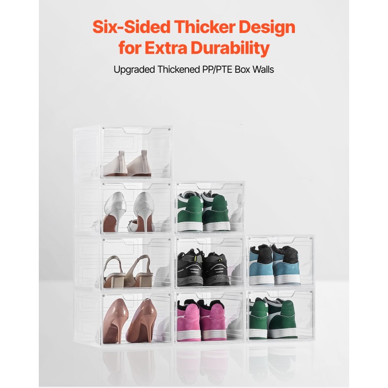 Kenkälaatikot PP/PET-muoviset läpinäkyvät pinottavat yhdeksän kappaletta magneettisella ovella