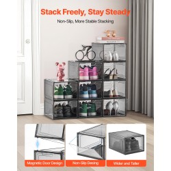 Pinottavat läpinäkyvät kenkälaatikot PP/PET-muovia 9 kpl sopii kengille US-koko 13 asti