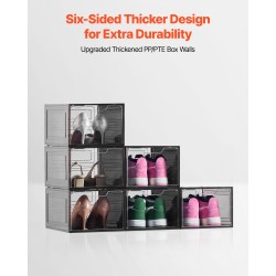 Muoviset pinottavat kengänlaatikot 6 kappaleen paketti läpikuultavat magneettisilla ovilla sopii kokoon 13