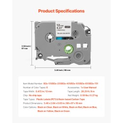 Tarranauhapakkaus 12 mm PET 6 kpl värillisiä yhteensopiva Brother P-Touch tulostimille
