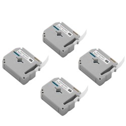 Tarranauha 12 mm polyesteri 4 kpl 8 m valkoinen pohja musta teksti