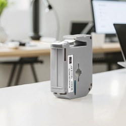 Tarranauha 12 mm polyesteri 4 kpl 8 m valkoinen pohja musta teksti