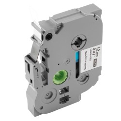 Tarranauha muovietiketti 12 mm 4 kpl valkoinen musta teksti