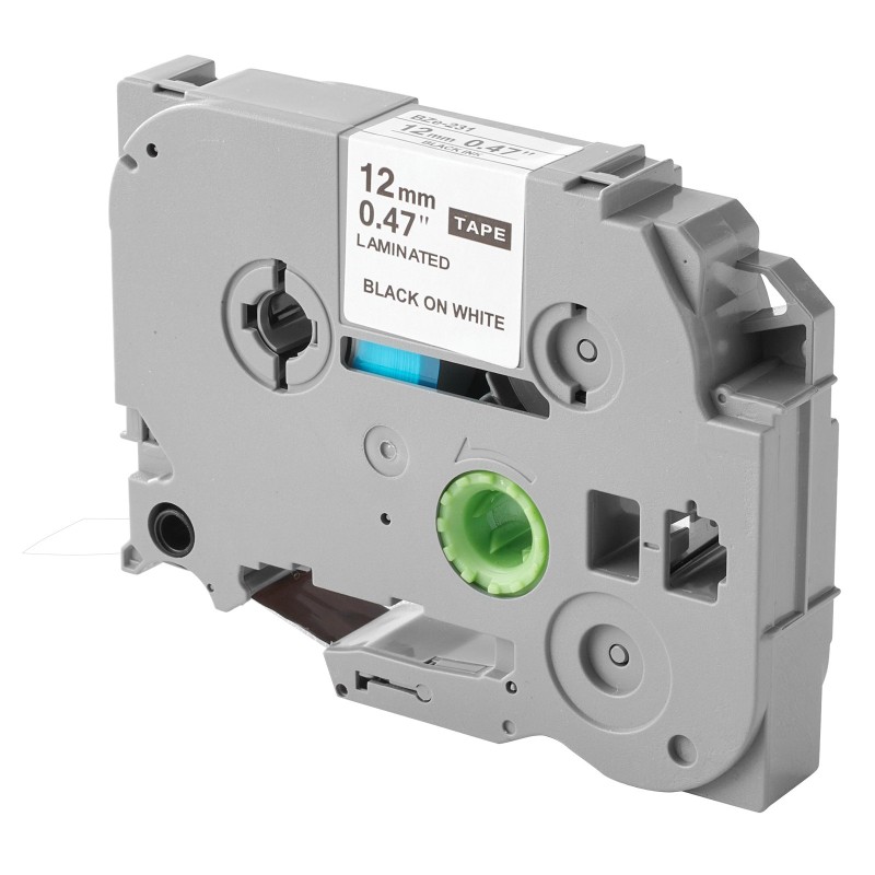 Tarranauha muovietiketti 12 mm 4 kpl valkoinen musta teksti