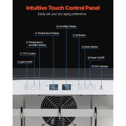 Kuiva-ikäännytyskaappi lihalle 45 kg kapasiteetti 304 ruostumaton teräs lämpö ja kosteusohjaus