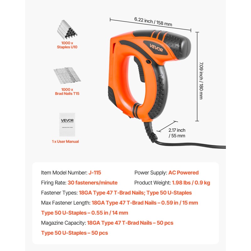 Sähköinen viimeistelynaulain ja niittipyssy 1000 naulaa 1000 niittiä
