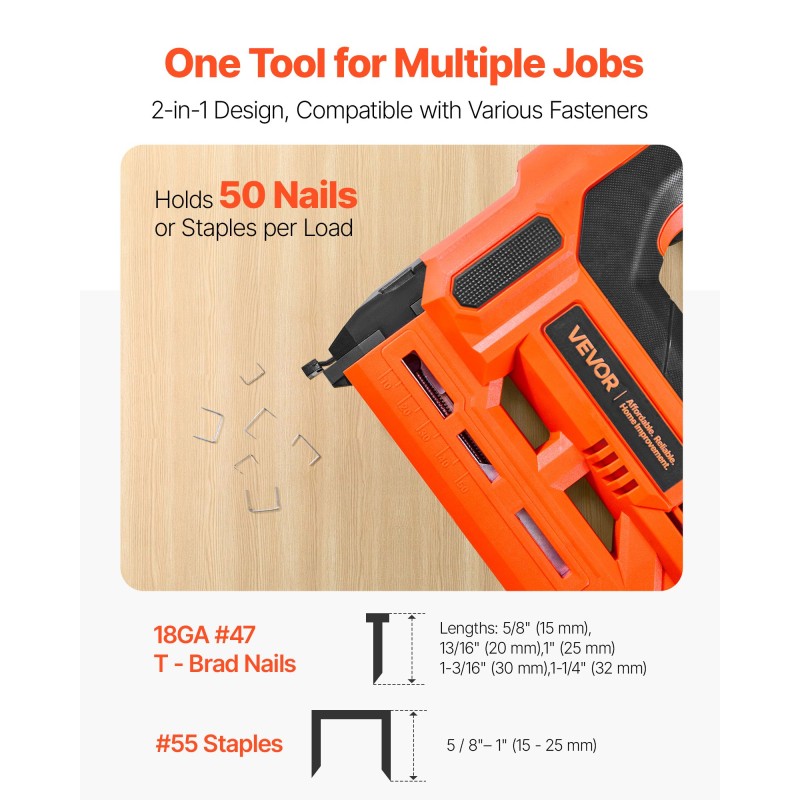 Viimeistelynaulain ja niittipyssy johdoton kaksitoiminen 20 V 2 Ah akku puumateriaaleille