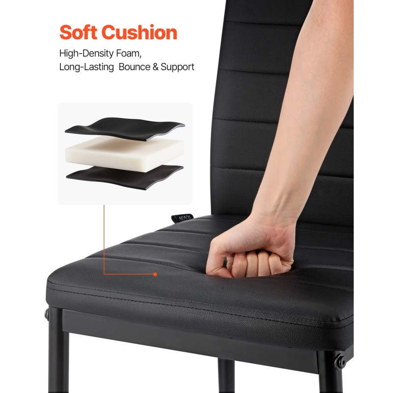 Ruokapöydän tuolisetti 4 pehmustettua tuolia metallirunko musta keinonahkaverhoilu