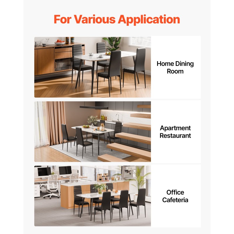 Ruokapöydän tuolisetti 6 kpl metallirunko musta PVC-nahkaverhoilu pehmustetut