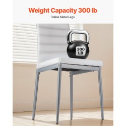 Ruokapöydän sivutuolit 4 tuolia valkoinen keinonahka metallirunko