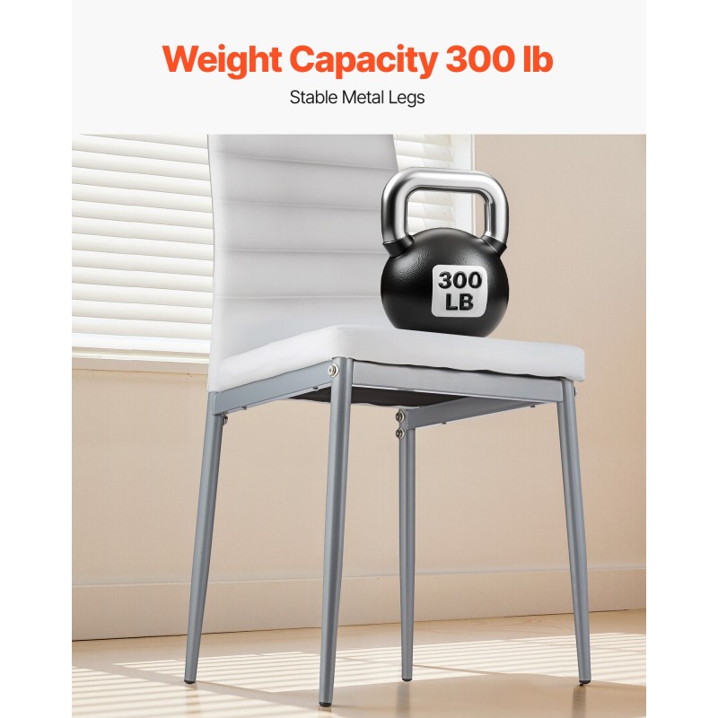 Ruokapöydän sivutuolit 4 tuolia valkoinen keinonahka metallirunko