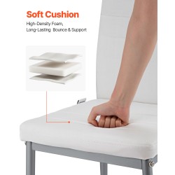 Ruokailutuolit pehmustetut 6 kpl valkoinen PVC-nahka metallirunko tilaa säästävä malli