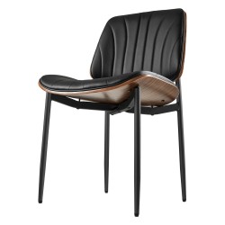 Ruokapöydän tuolipari musta metallirunkoinen PU nahkaverhoilu pehmustettu istuin tilaa säästävä