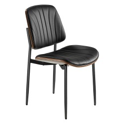 Ruokapöydän tuolipari musta metallirunkoinen PU-nahkaverhoilu pehmustettu istuin tilaa säästävä