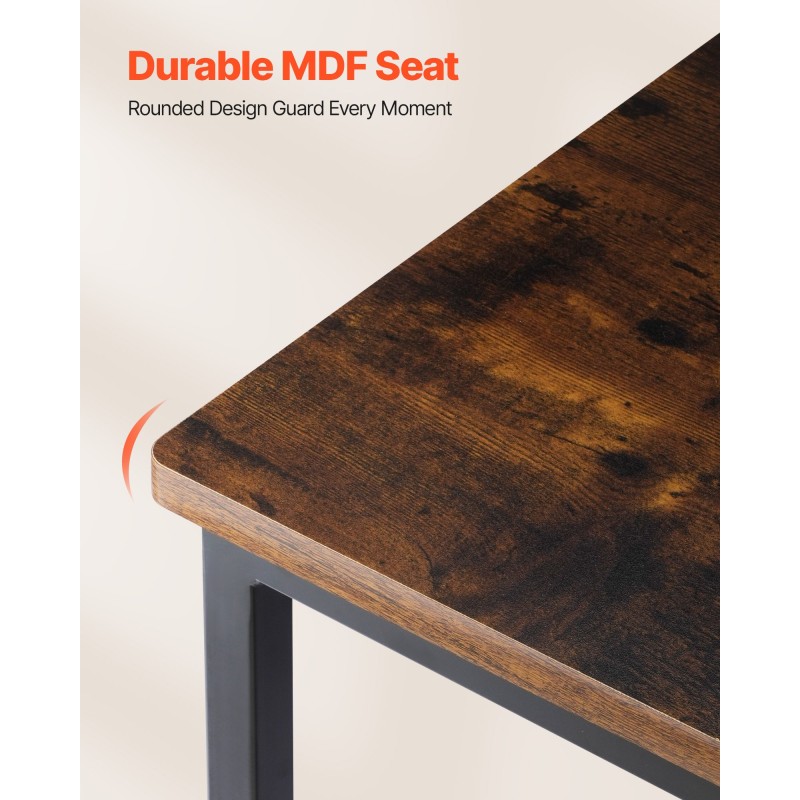 Ruokapöydän tuolisetti kaksi kappaletta metallirunkoiset MDF-levyiset istuimet keinonahkainen selkänoja retro ruskea