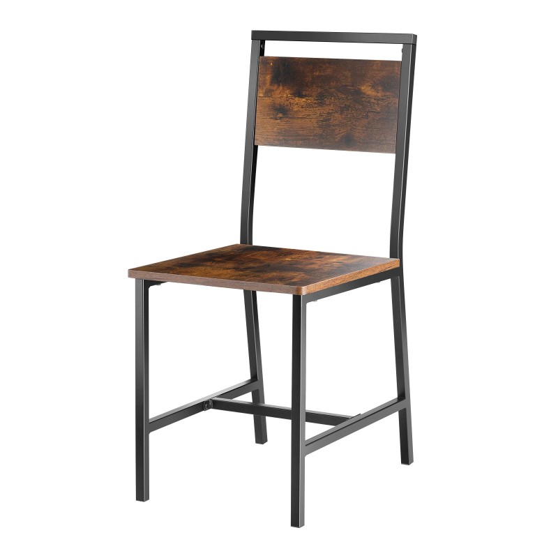 Ruokapöydän tuolisetti kaksi kappaletta metallirunkoiset MDF-levyiset istuimet keinonahkainen selkänoja retro ruskea