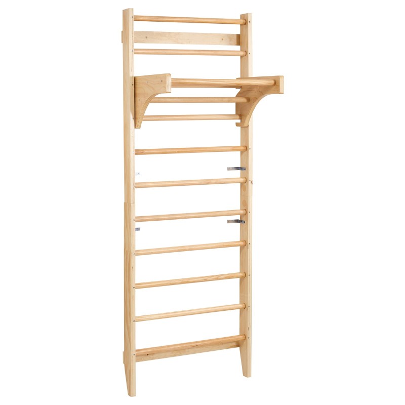 Puinen 10-tasoinen seinäkiipeilyteline mäntypuusta sisätiloihin lapsille ja aikuisille