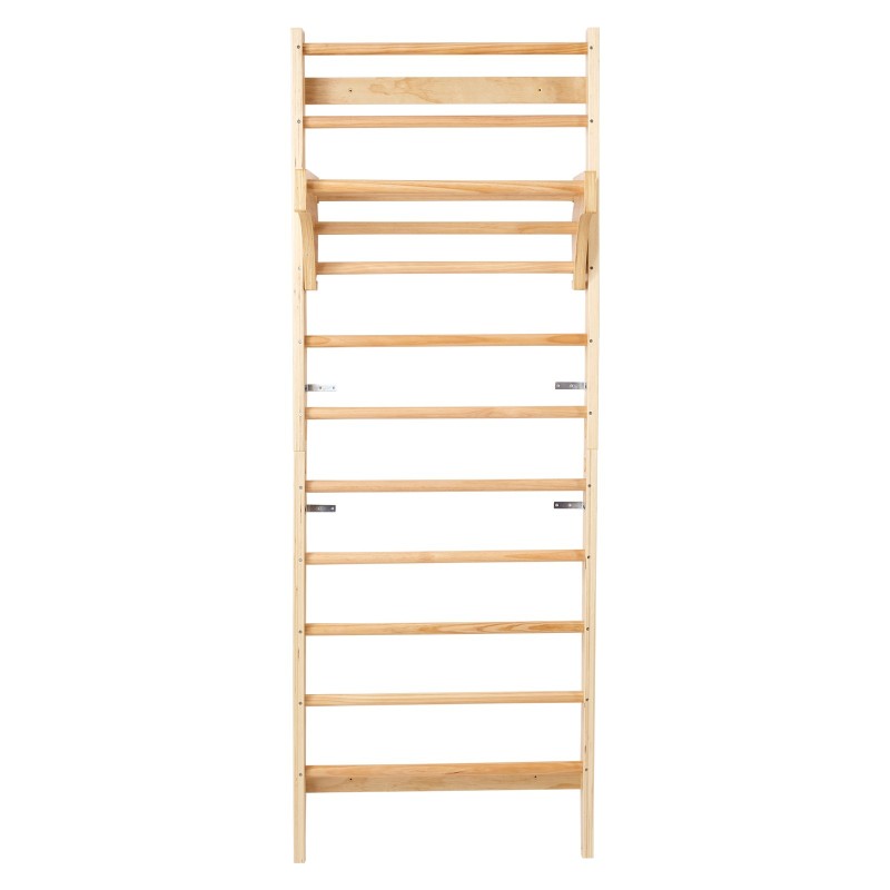 Puinen 10-tasoinen seinäkiipeilyteline mäntypuusta sisätiloihin lapsille ja aikuisille