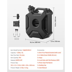 Polttoainekanisteri 5 l HDPE ja PP matalarakenteinen lukittava kaatonokalla