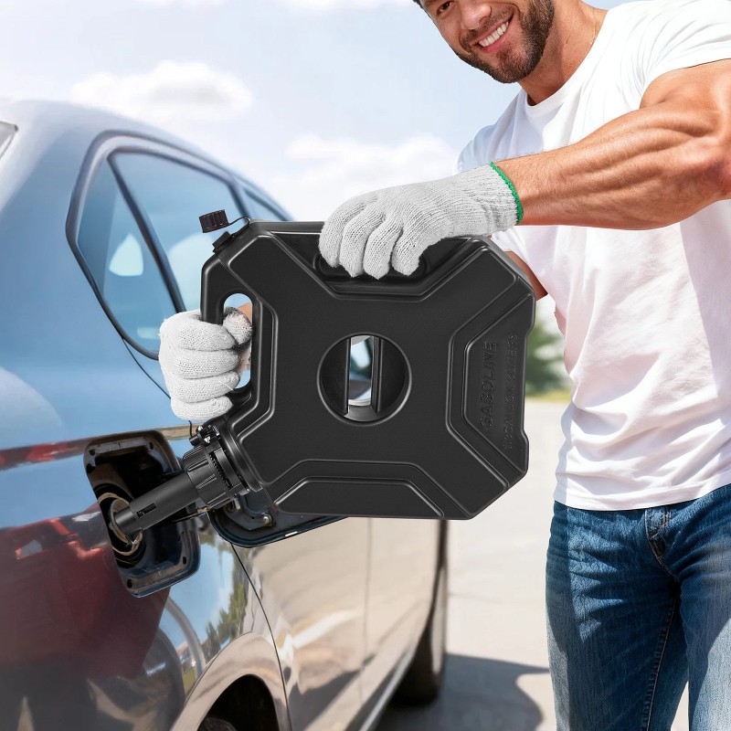 Polttoainekanisteri 5 l HDPE ja PP matalarakenteinen lukittava kaatonokalla