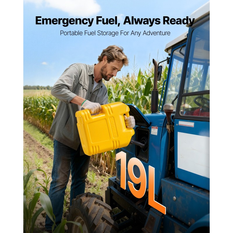 Polttoainesäiliö 19 l keltainen muovinen vuototiivis kannettava ajoneuvoille