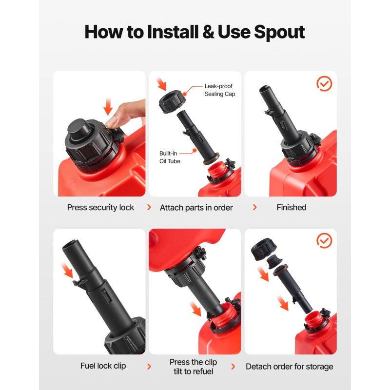 Polttoainekanisteri 5 l litteä muovinen kaksoisventtiilillä lukittavalla kiinnikkeellä ajoneuvoille