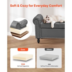 Säilytysrahi PU-nahka harmaa säilytystilalla massiivikumipuisilla jaloilla 166 cm