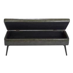 PU nahkainen säilytyspenkki metallijaloilla 120 cm vihreä kantavuus 300 kg