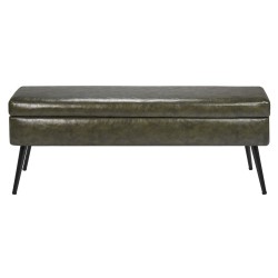 PU-nahkainen säilytyspenkki metallijaloilla 120 cm vihreä kantavuus 300 kg