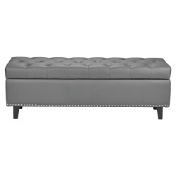 Säilytysrahi PU-nahkaverhoiltu harmaa 1305 mm leveä säilytystilalla