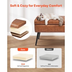 Säilytysrahi PU-nahkainen 120 cm ruskea metallijaloilla 300 kg kantavuus