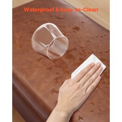 Säilytysrahi PU-nahkainen 120 cm ruskea metallijaloilla 300 kg kantavuus