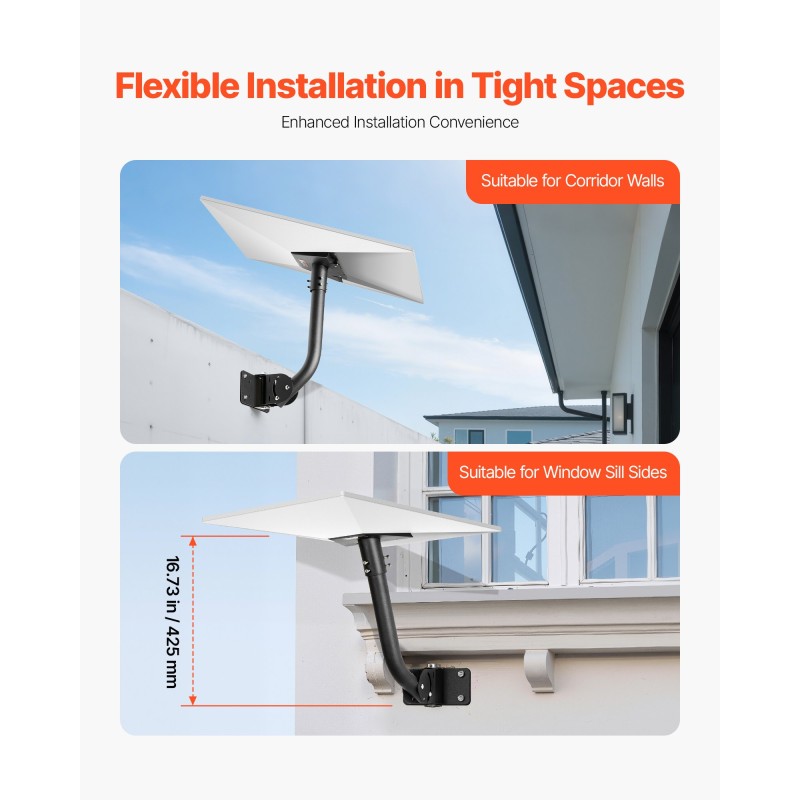 Seinäkiinnike Starlink Gen3 yhteensopiva säädettävä teräsputki 38 mm 425 mm