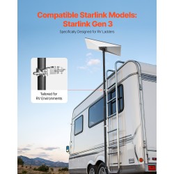 Satelliittiantennin terästeline matkailuauton tikkaisiin 2450 mm musta 360-asteinen säädettävä