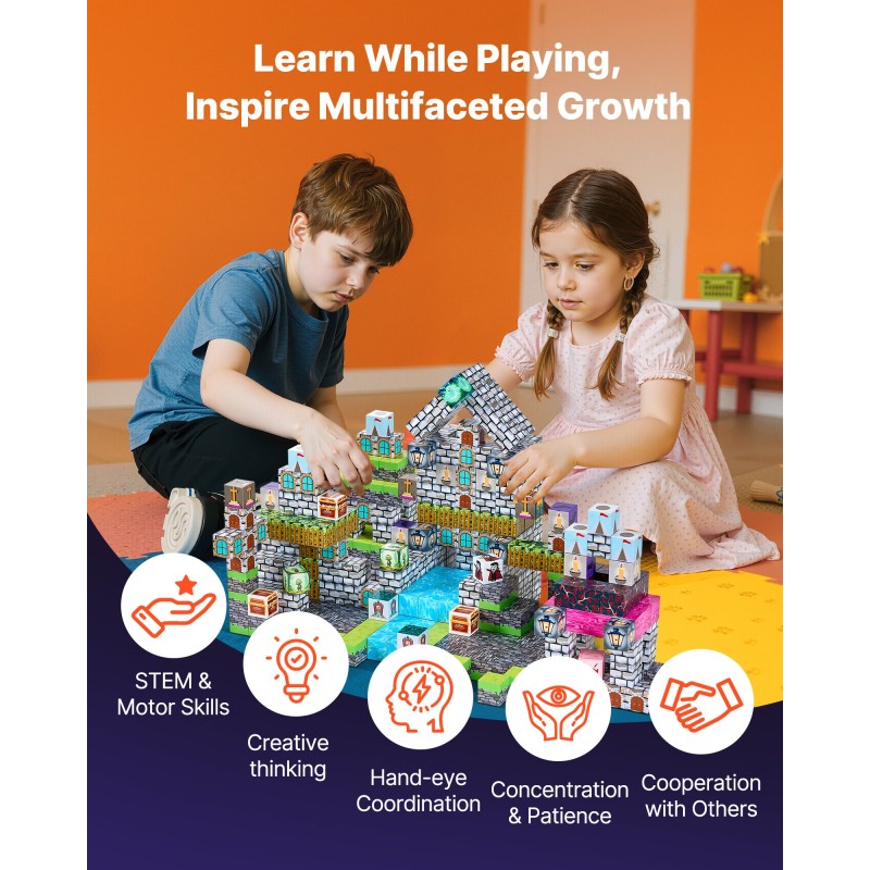 Magneettiset rakennuskuutiot sata osaa hautausmaa ja zombiteema lapsille