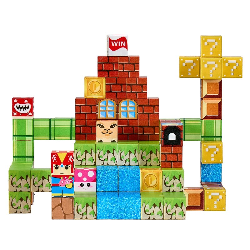 Magneettiset rakennuskuutiot 100 kpl 20 mm kangaspussilla 3+