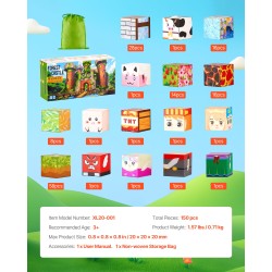 Magneettikuutiosetti 150-osainen metsälinnasetti 20 mm kuutioilla kangaspussilla