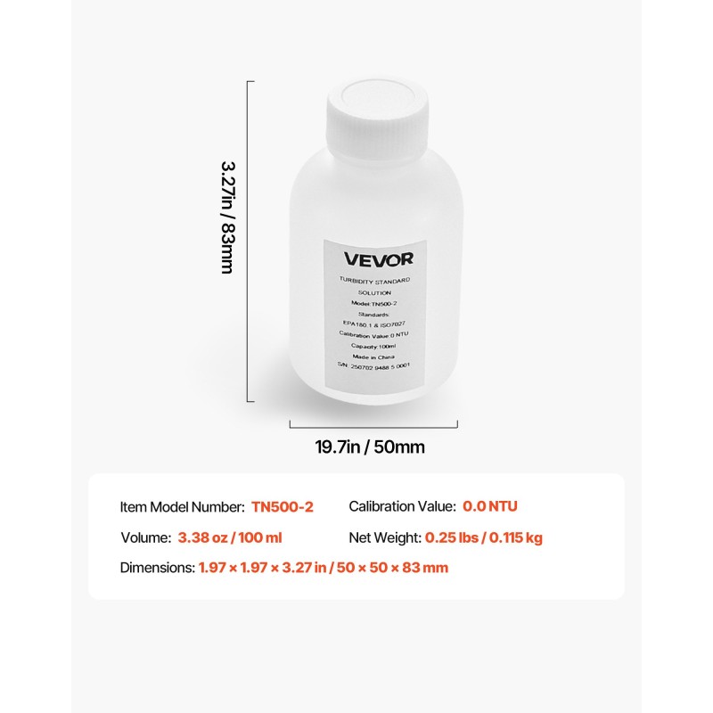 Sameuskalibrointiliuos 0 NTU 100 ml käyttövalmis sameusmittareille