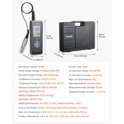 Liuenneen hapen mittari kannettava vesitiivis neljän metrin elektrodikaapelilla