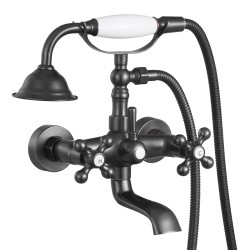 Seinään asennettava täysmessinkinen ammehana käsisuihkulla öljytty pronssipinta