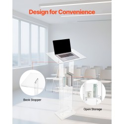 Akryylinen puhujapöytä 1265 millimetriä korkea läpinäkyvä luentoihin