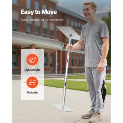 Puhujapöytä akryylinen 1100 mm korkea läpinäkyvä säädettävä pöytätaso kirjaklipsillä