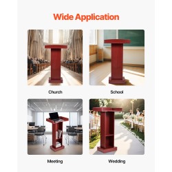 Puhujapöytä lastulevy ruskea korkeus 1040 mm tilava lukutaso alahylly