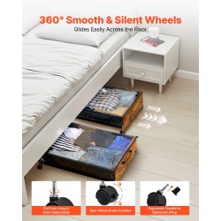 Sängynalussäilytyslaatikot 2 kpl pyörillä läpinäkyvällä kannella 650 x 460 x 180 mm