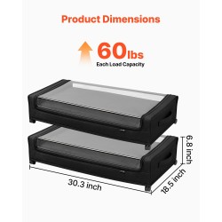 Sängynaluslaatikko matala ulkomitat 770x470x173 mm 2 kpl läpinäkyvä kansi pyörillä