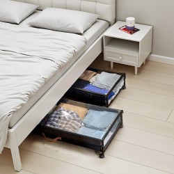 Sängynalussäilytyslaatikko 2 kpl 90,5×39,5×13 cm pyörillä läpinäkyvällä kannella